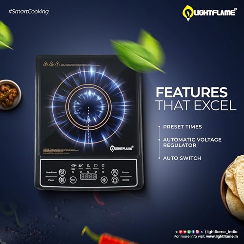 Image of Aera X13 Induction Cooktop 2100W|8 Preset Menu|Full Microcrystalline Glass|Feather push Buttons |Overheat Protection & Auto Turn-Off, Radiant,Black