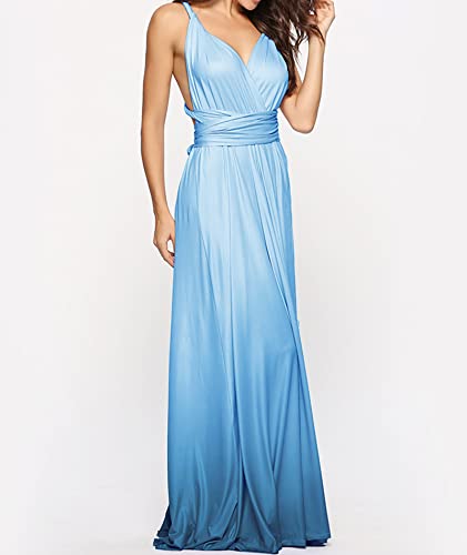 Image of Sexyshine Women's Backless Gown Dress Convertible Multi-Way Wrap Halter Cocktail Dress Bandage Bridesmaid Long Dresses