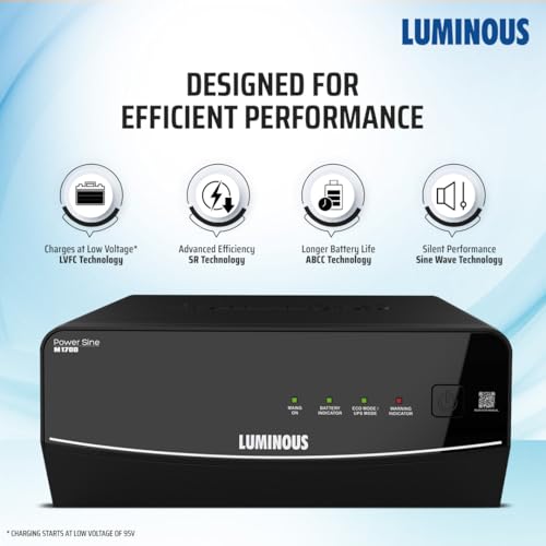 Image of Luminous Power Sine M 1700 Sine Wave Inverter Ideal for Home,Office & Shops | 1500VA Inverter | Reliable Power Backup | High Performance| Easy Installation | 36 Months Warranty