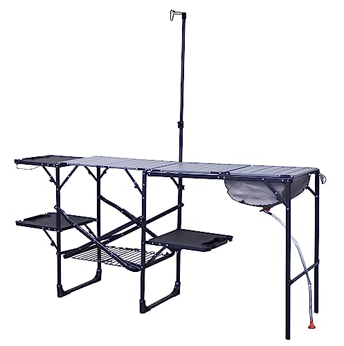 Comparison: Best Sink For Outdoor Kitchen 9 GCI OUTDOOR Master Cook Station | Portable Folding Kitchen Table with Soft Shell Sink, Heat Resistant Tabletop & Telescoping Lanter Pole, Perfect for Camping Trips