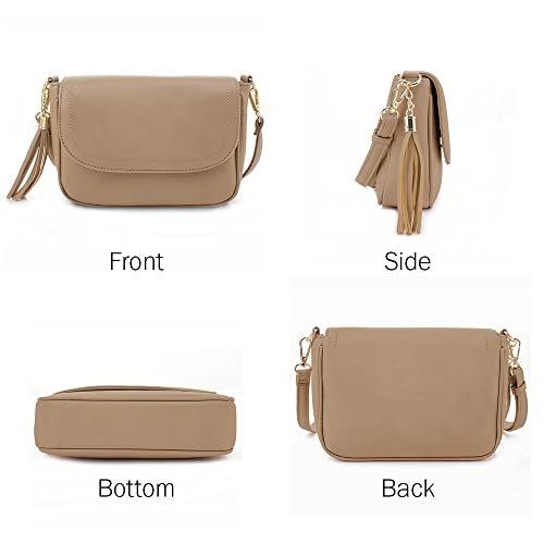 Image of EVVE Small Crossbody Bags for Women Trendy Flap Saddle Purses with Tassel Vegan leather Shoulder bag