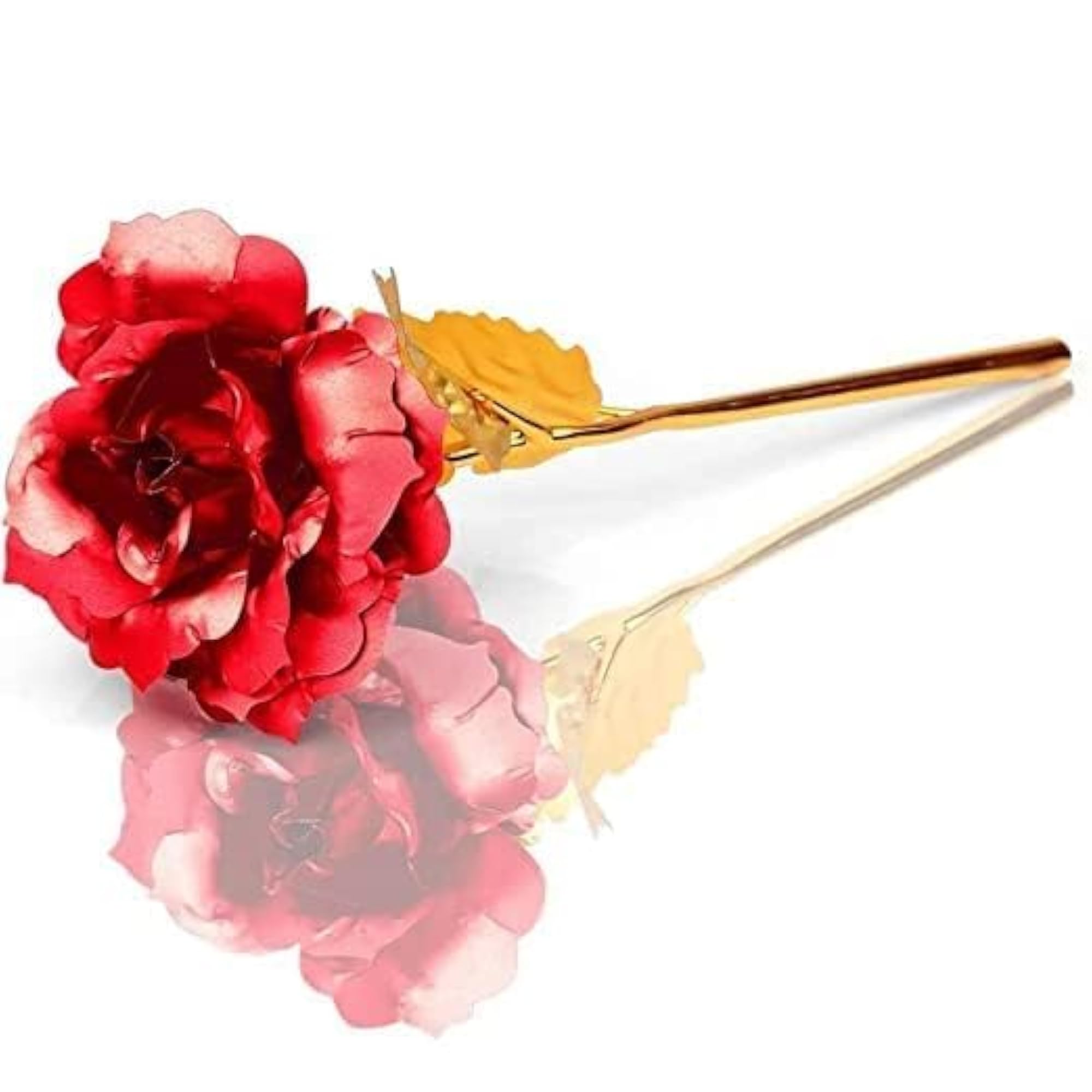 Artificial Red Rose with Golden Stem and Carry Bag
