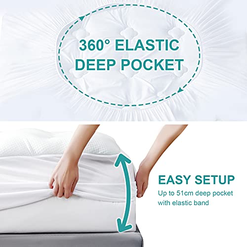Hansleep Memory Foam Mattress Topper Queen Size, Mattress Pad Queen Size With Deep Pocket, Breathable Air Mattress Cover, 60X80 Inches #TOP2
