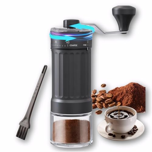 Vinventure Manual Coffee Grinder with 40-level External Grind-size Adjust for Espresso Hand Coffee Bean Grinder with Ceramic Conical Burr for ChristmasGift Portable Coffee Mill of 30g Capacity