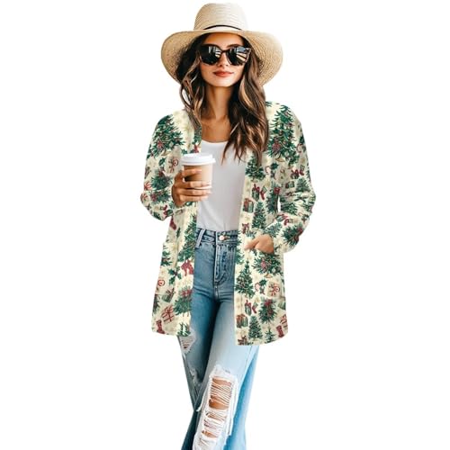 Image of Women's Open Front Cardigan Long Sleeve Loose Sweater Lightweight Soft Cardigan Jackets