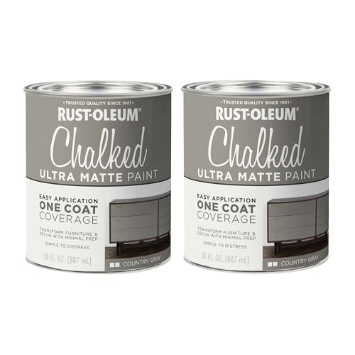 Rust-Oleum Country Gray Chalked All-in-One Ultra Matte Paint | One Coat Coverage | No Primer, Sanding, Or Topcoat Needed | Easy Clean Up | Made in USA | 30 OZ | 2 Pack