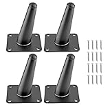 Seimneire 4pcs 4 Inch Furniture Legs, Oblique Conical Metal Legs Matte Black Mid-Century Style Furniture Feet for Sofa Cabinet Table Chair Cupboard Couch Ottoman Home DIY Projects