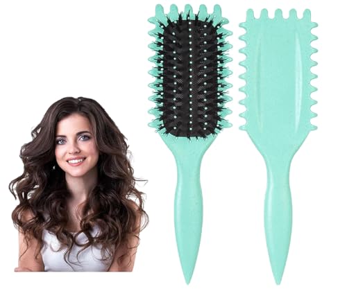 Curl Brush, Curl Defining Brush,Curl Hair Brush, Brush for curly hair,Reduce Pulling,Hair Shaping Tool for Women and Men (Green)