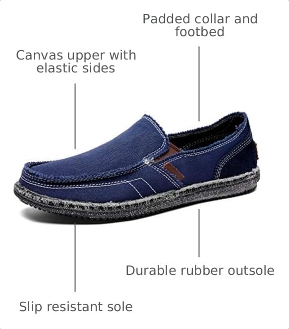 Image of CASMAG Men's Casual Cloth Shoes Canvas Slip on Loafers Vintage Boat Shoes | Breathable material, lightweight, Easy slip on & off, Comfortable, Non-Slip, Fashionable