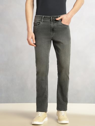 Image of Thomas Scott Men's Cricket Club Straight Fit Mid-Rise Faded Stretchable Jeans | 5 Pocket Denim