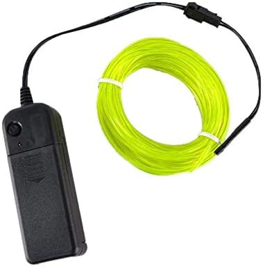 Lychee Neon Light El Wire with Battery Pack Neon Glowing Strobing Electroluminescent Wire for Car Dance Party Wedding Festival Decoration (Green, 3m 9ft)