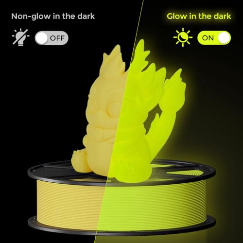 Image of FLASHFORGE Glow in The Dark Rapid PLA Filament 1.75mm, High Flow Speedy 3D Printer Filament Luminous Yellow, Max 500mm /s High-Speed Printing, High Brightness and Long-Lasting Glowing Effect