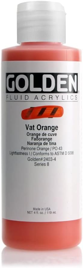Golden Fluid Acrylic, 4 ounce bottle, Vat Orange (2403-4)
