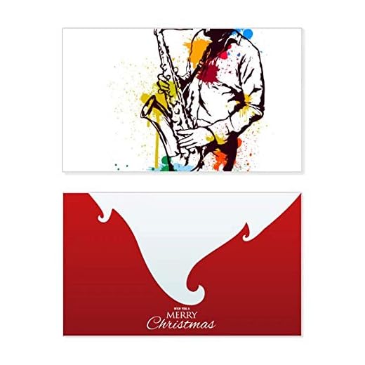Carte de Noël aquarelle Street Man Rock Musique Poster de Noël Vintage