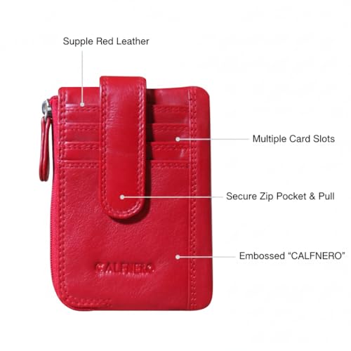 Image of Calfnero Genuine Leather Card Holder & Key Case for Men & Women | Slim Wallet with Zipper Pocket, Card Slots & Key Chain | Compact Travel Organizer