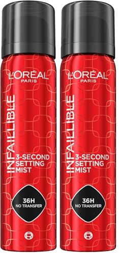 L'Oréal Paris Spray Fijador de Maquillaje Infaillible, Resistente al Agua, Se mantiene hasta 36h, 75 ml (Paquete de 2)