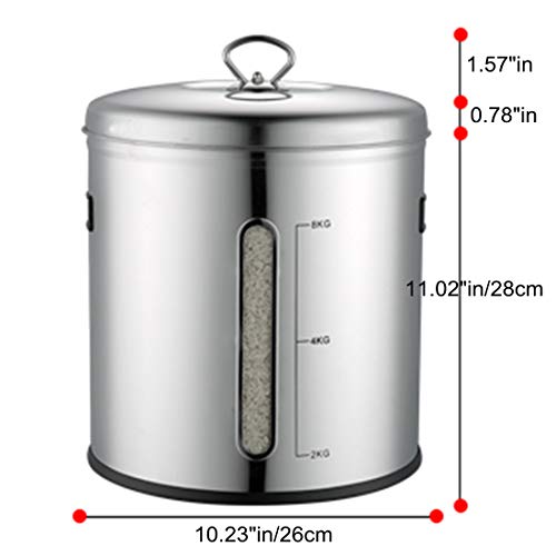 Haoun Rice Container Storage, 12KG / 26.45 lbs Stainless Steel Rice Storage Bin Cereal Grain Storage Box Food Container with Lid for Kitchen