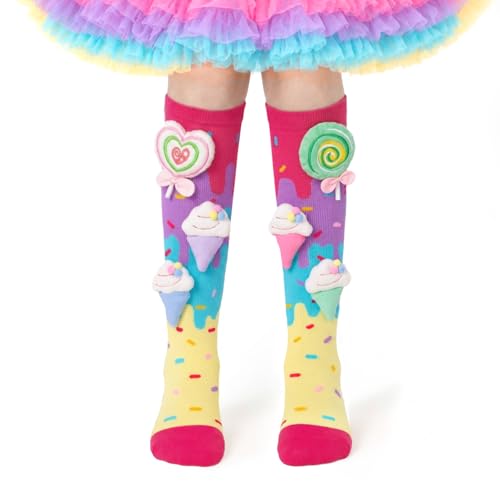 COZYMATE Crazy Socks for Kids - Funny Silly Knee High Ice Cream Socks for Girls Childrens Day Easter Birthday Gifts (US Age 3 Years 12 Years Ice Cream)