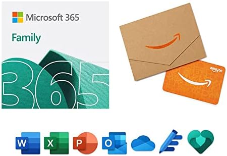 Microsoft 365 Family | 12-month Subscription with Auto-Renewal [PC/Mac Download] + $50 Amazon Gift Card