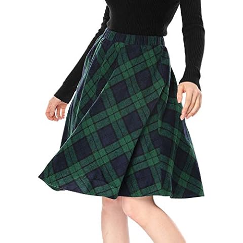 Allegra K Women's Halloween Plaid A-line Skirt Cover