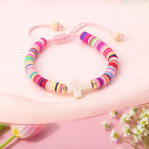 Teen Girl Gifts Trendy Stuff Cute Cross Bracelet Religious Christian Gifts for Women WWJD Bracelets for Kids, Girls Birthday Christmas Gifts Jesus Catholic Communion Baptism Easter Gifts4