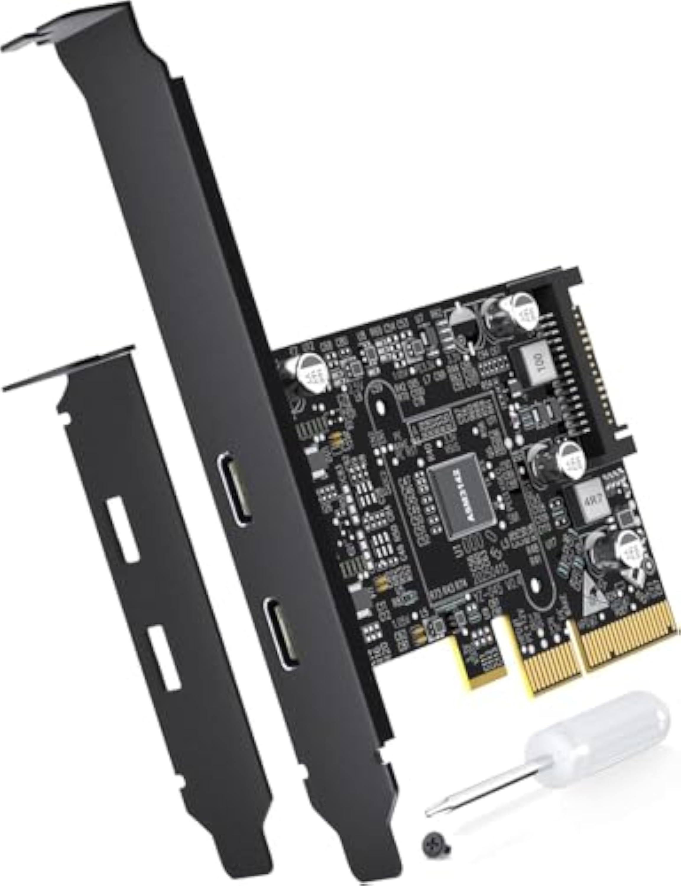 10Gbps USB C Tarjeta PCIe, Tipo-C 3.2 Gen2 2 Puertos, Adaptador PCI Express 3.0 x4 para Ordenador de Sobremesa, Almacenamiento Externo SSD, Estaciones de Trabajo, Copias de Seguridad