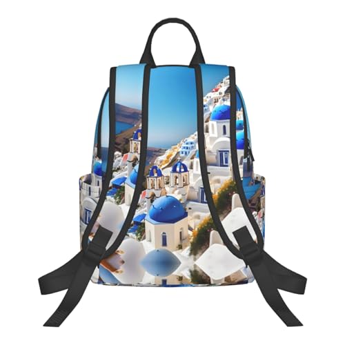 Santorini Greek Island sea View print Simple lightweight casual backpack travel bag backpack for men and women3