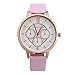 Produktbild KUIDAMOS Armbanduhr, 3 kleine Zifferblätter Strapazierfähiges PU-Uhrenarmband Einfache und Elegante Uhr Quarzwerk mit guter Lichtdurchlässigkeit für Ihre Freunde oder Familie(Rose Gold Frame pink)