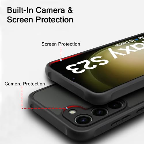 Image of TheGiftKart Hybrid Matte Frosted Translucent Back Cover Case for Samsung Galaxy S23 5G | Shockproof Design | Camera Protection Module | Hard Back Case Cover for Samsung S23 5G (PC & TPU, Frost Black)