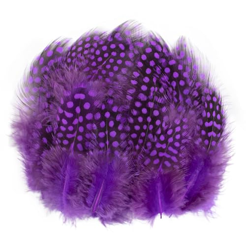 50pcs 3-6 Inches Purple Colorful Spotted Feathers for Craft Jewelry and Clothing Decoration and Dream Catcher