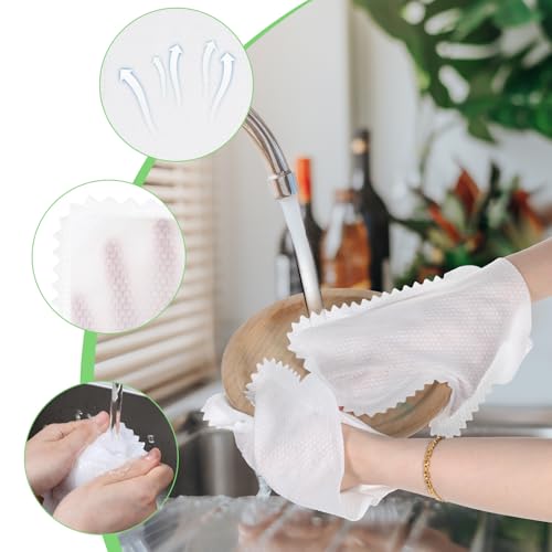 Image of 70 Pcs White Microfiber Dusting Gloves, Dusting Mitts Replaces Dust Wipes, Pet Hair Cleaning Possible, Dual-Sided Disposable Gloves