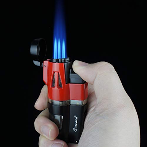 Cigar Torch Lighters Butane Refillable Lighter 3 Jet Flame Strong Flame Windproof with Punch(No Gas Include) - Thumbnail 7