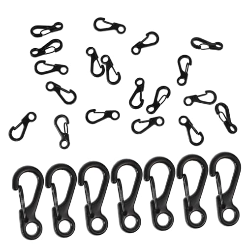 Abaodam 20個 小型ブラックスナップフック 軽量耐久性に クライミング用フッ ップ バックパックやベルトに アウトドア登山キャンプ用