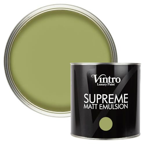 Vintro | Green Luxury Matt Emulsion | Smooth Chalky Finish | Multi Surface Paint | for Walls, Ceilings, Wood and Metal 2.5L (Green - Sage, 2.5 Litres)
