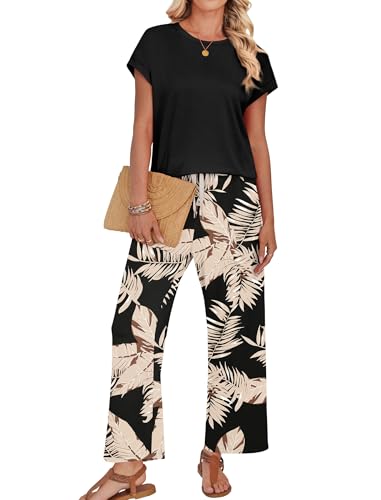 Image of WIHOLL Two Piece Sets for Women Summer Spring Outfits Lounge Sets Beach Vacation Clothes Airport Travel Matching Clothing
