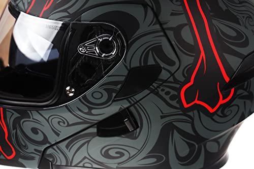 Kypara Motorcycle Dual Visor Flip Up Modular Full Face Helmet With Dot Certification Of Impressionism (Lucifer, L) #TOP5