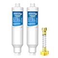 Waterdrop RV/Marine Water Filter with 1 Flexible Hose Protector, Camper Water Filter, Garden Hose Filter, NSF Certified, Greatly Reduces Chlorine, Bad Taste, Odor, 2 Pack