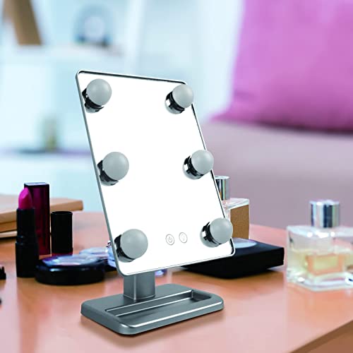 Best Goods Tabletop Make-upspiegel, Eitelheit verlicht make-up spiegel aanraakbediening dimbaar koud / warm licht met 6 gloeilampen - Image 7