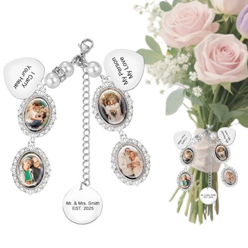 Dyoart Personalized Wedding Bouquet Photo Charms | Custom Bridal Bouquet