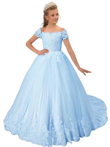 Off The Shoulder Flower Girls Dresses for Wedding Tulle Princess Pageant Dress Kids
