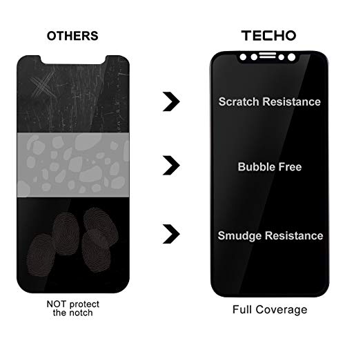 Techo Privacy Screen Protector For Iphone 11 Pro/Iphone Xs/Iphone X, [Full Coverage] [Case Friendly] [Super Clear] Anti-Spy 9H Hardness Tempered Glass Screen Protectors For Apple Iphone 11 Pro #TOP4