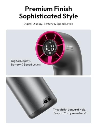 Image of Aecooly Portable Handheld Fan, Powerful Turbo Air Tube Fan, 19000 RPM High Speed Aero Ultra, 15H Max Cooling Time, 7 Speeds Aluminum Case, Mini Pocket Design, for Travel Beach Outdoor Activities -Grey