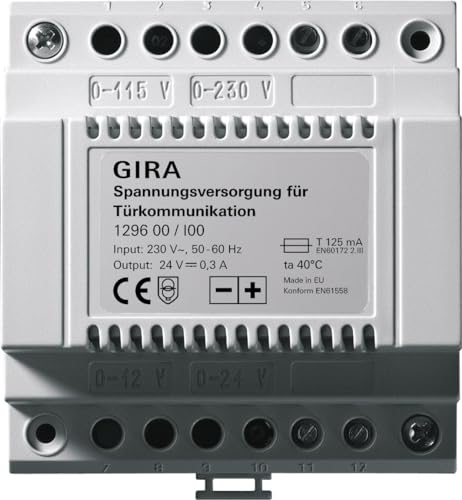 Gira 129600 Zusatz-Spannungsversorgung für Türkommunikation 24V DC 300mA