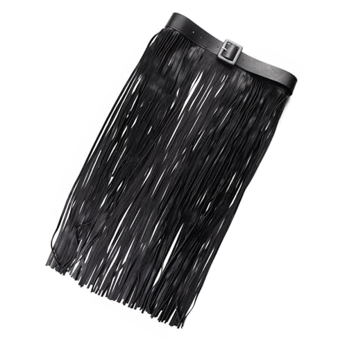 Yuppie Fringe Waistband for Women Elegant Hip Scarf Belt Black Long Fringe Girdle Belt Stylish Accessory3