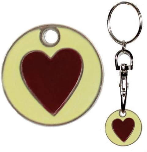 Love Heart Enamel Shopping Trolley Coin Token Keyring.Valentines Novelty Gift by Chelford