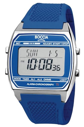 Boccia Digitaluhr in Unisexgröße Titan Blau 3738-02