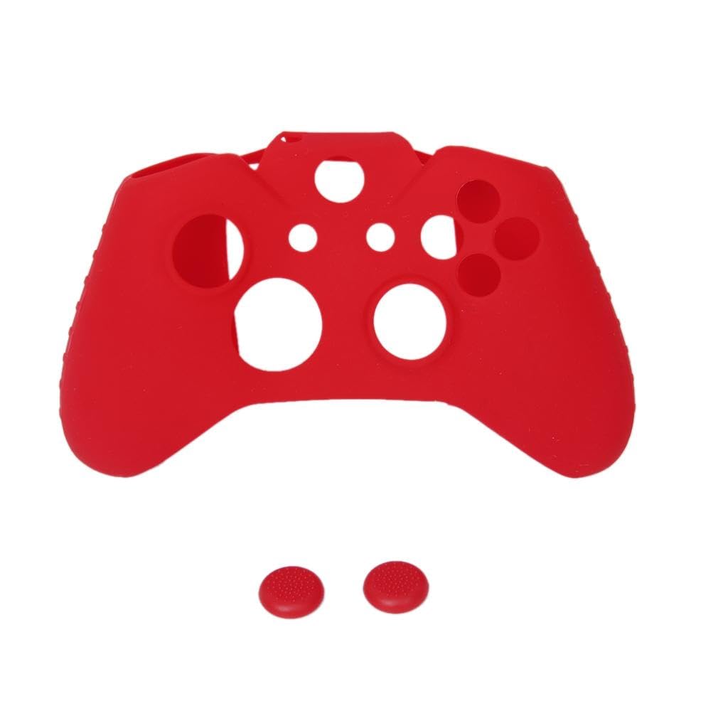 Red Silicone Protective Skin Case Cover + 2 Caps for XBOX ONE Game Controller Joystick-image-11