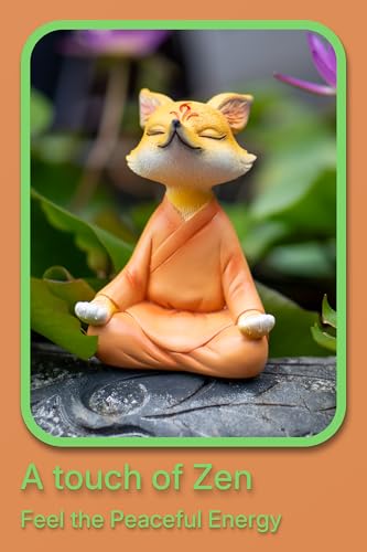 Figura Zen Fox Estatua Meditando Zorro para Decoración miniatura 2