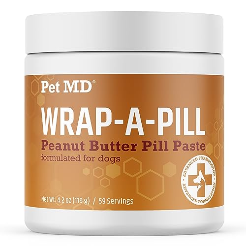 Pet MD Wrap A Pill Peanut Butter Flavored Pill Paste for Dogs - Make a Pocket to Hide Pills and Medication for Pets - 59 Servings