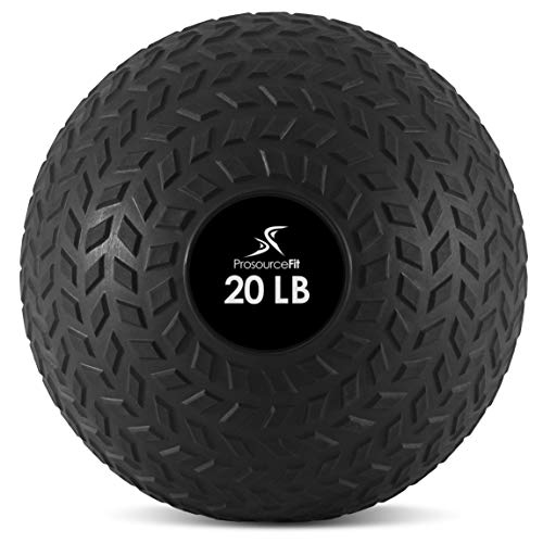 ProsourceFit Slam Medicine 20 LB Weight Balls with Tread Textured Grip, Black Cover